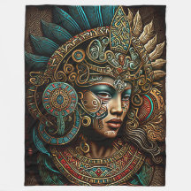 Colourful Aztec Warrior Princess Blanket