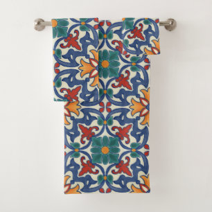 Colourful Azulejos Pattern Bath Towel Set