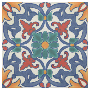 Colourful Azulejos Pattern Fabric