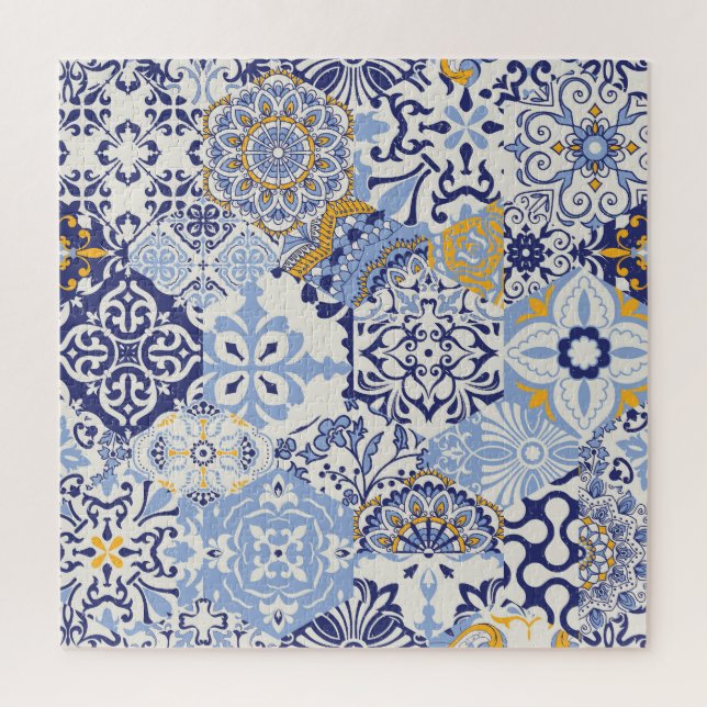 Colourful Azulejos tiles: hand-drawn pattern. Jigsaw Puzzle (Vertical)