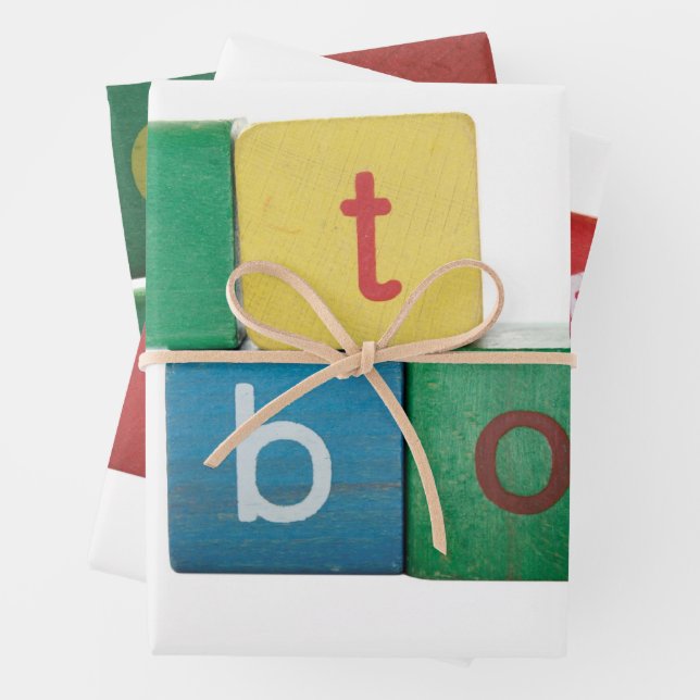 Colourful baby blocks  wrapping paper sheet (In situ)