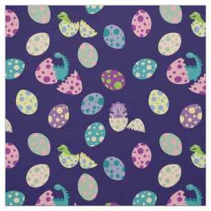 Colourful Baby Dinosaur and Dinosaur Egg Pattern Fabric