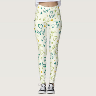 Colourful Baby Feet and Hearts Pattern Leggings