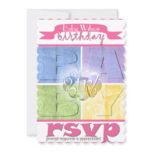 Colourful Baby Girl Birthday Invitation