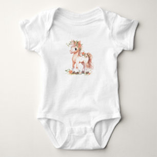Colourful Baby Horse Foal with Flowers Bodysuit