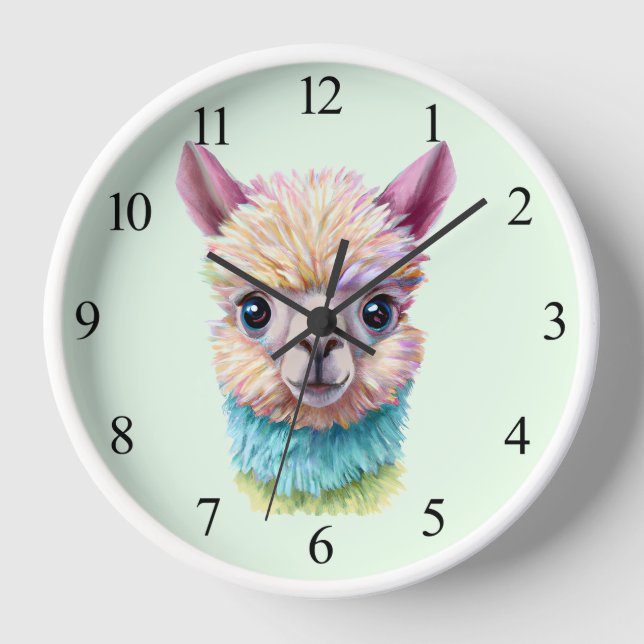 Colourful Baby Lama Clock (Front)