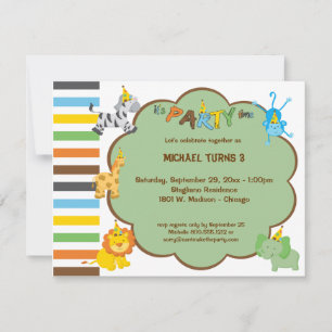 Colourful Baby Party Animals Customizable Invite