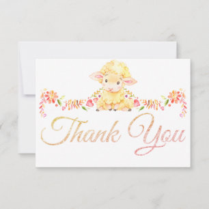 Colourful Baby Sheep / Lamb Thank You Card