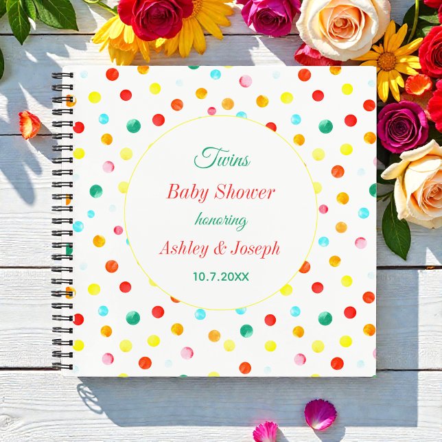 Colourful Baby Shower Dots Pattern Guest Book (Creator Uploaded)