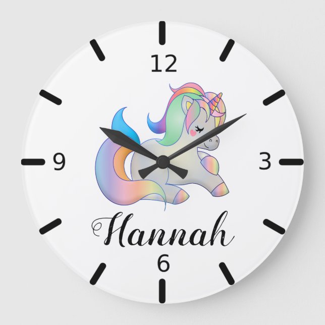Colourful  Baby Unicorn Large Clock (Front)