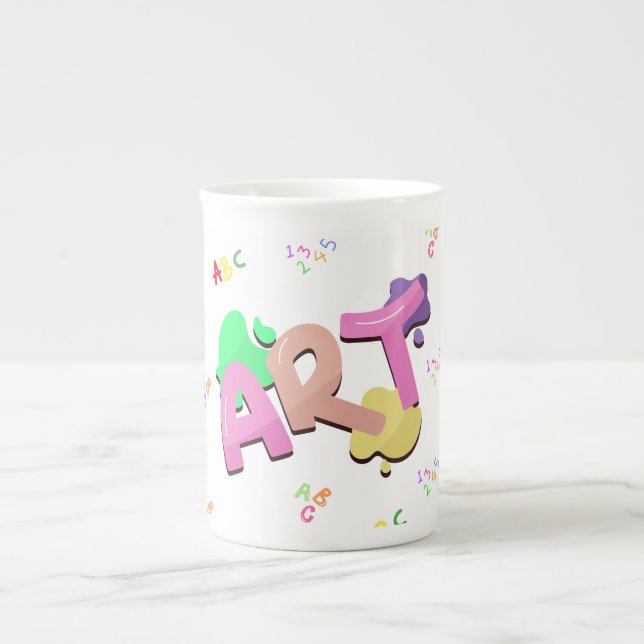 Colourful Back to School Art Design.  Bone China Mug (Front)