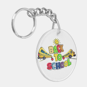 Colourful Back to School Cartoon Design with Schoo Keychain