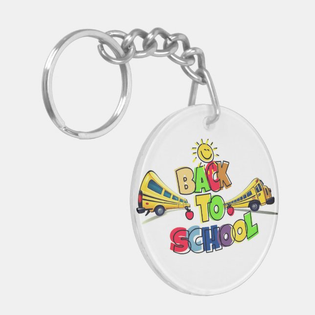 Colourful Back to School Cartoon Design with Schoo Keychain (Front Left)