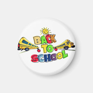 Colourful Back to School Cartoon Design with Schoo Magnet