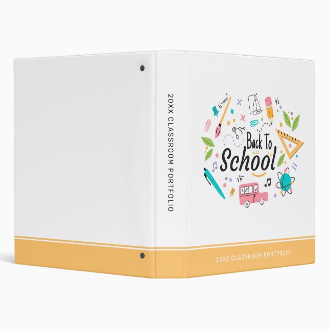 Colourful Back to School Custom Classroom Portfoli Binder (Background)
