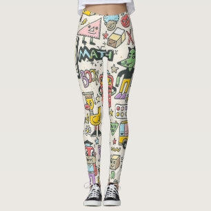 Colourful back to school doodles leggings