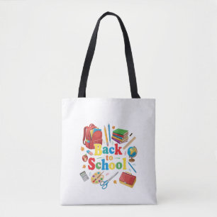 Colourful Back to School Supplies Fun Kids & Tea Tote Bag