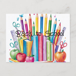Colourful Back to School Supplies Postcard
