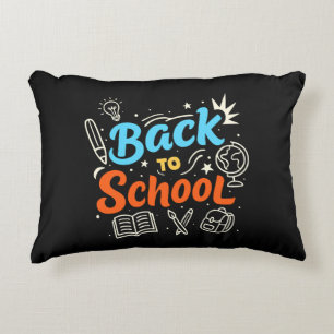 Colourful Back to School Typography Design Accent Pillow