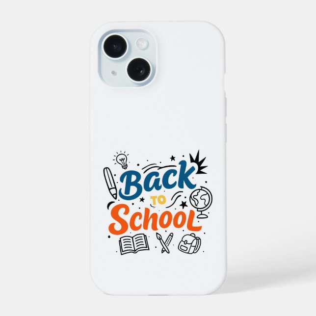 Colourful Back to School Typography Design iPhone 15 Case (Back)