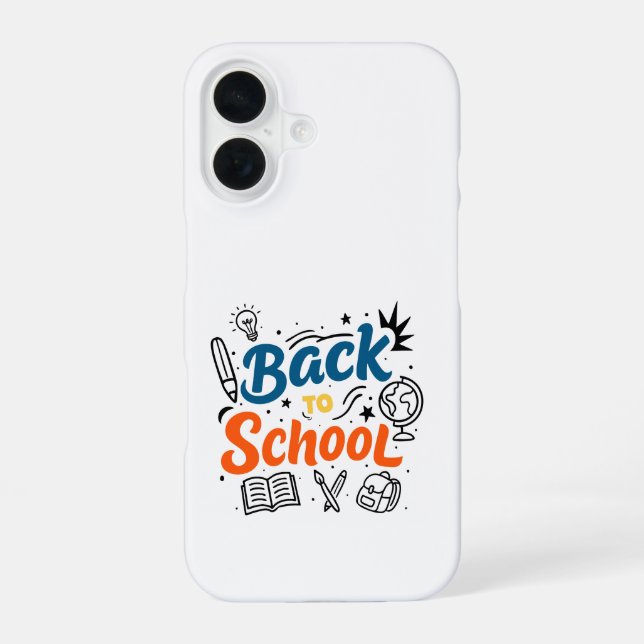 Colourful Back to School Typography Design iPhone 16 Case (Back)