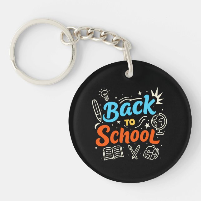 Colourful Back to School Typography Design Keychain (Front)