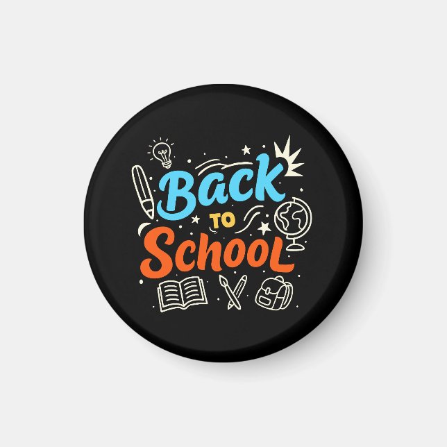Colourful Back to School Typography Design Magnet (Front)