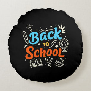 Colourful Back to School Typography Design Round Pillow