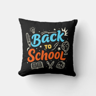 Colourful Back to School Typography Design Throw Pillow