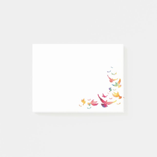 Colourful Backdrop Flying Bird Post-it Notes (Front)