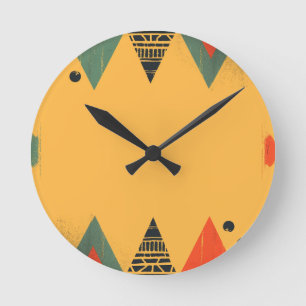 Colourful background in a tribal style round clock