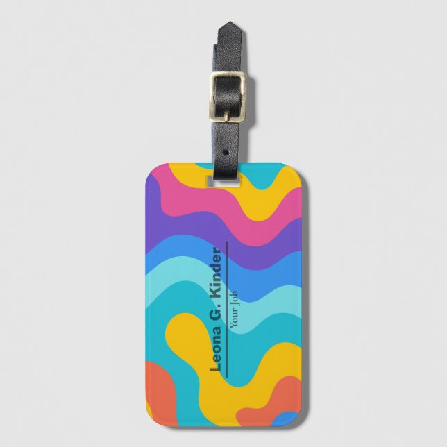Colourful Background Personalized Name & Professio Luggage Tag (Front Vertical)