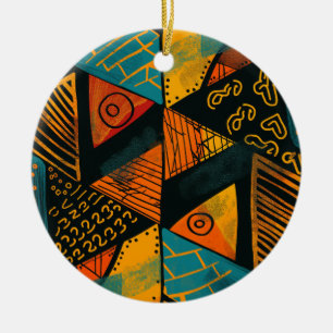  Colourful background with African motifs Ceramic Ornament