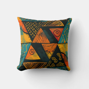 Colourful background with African motifs Throw Pillow