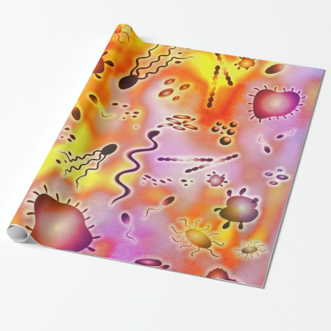 Colourful Bacteria Wrapping Paper (Unrolled)