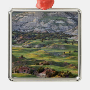 Colourful badlands from Buck Hill overlook in Metal Ornament