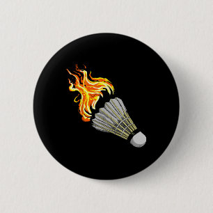 Colourful Badminton Flame Shuttle Art Sports 2 Inch Round Button
