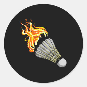 Colourful Badminton Flame Shuttle Art Sports  Classic Round Sticker