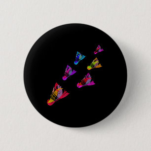 Colourful Badminton Shuttle Art Sports 2 Inch Round Button