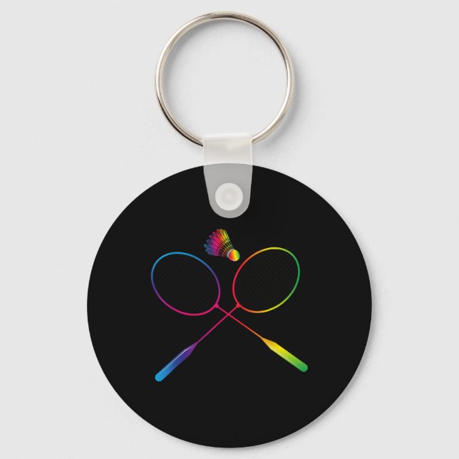 Colourful Badminton Shuttle With Shuttle Racket  Keychain (Front)