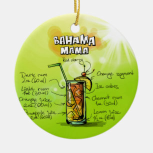 Colourful Bahama Mama Drink Cocktail Recipe Ceramic Ornament