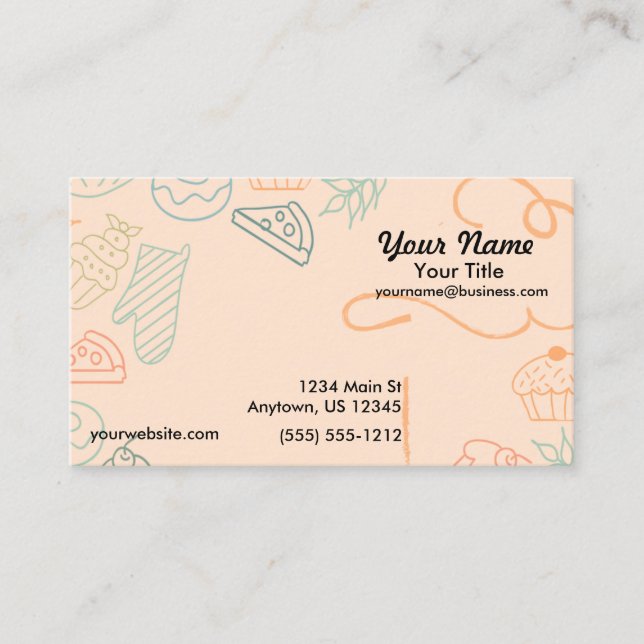 Colourful Bakery Sketch Business Card (Front)