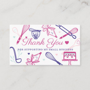 Colourful Baking & Cooking Utensil Thank You Business Card