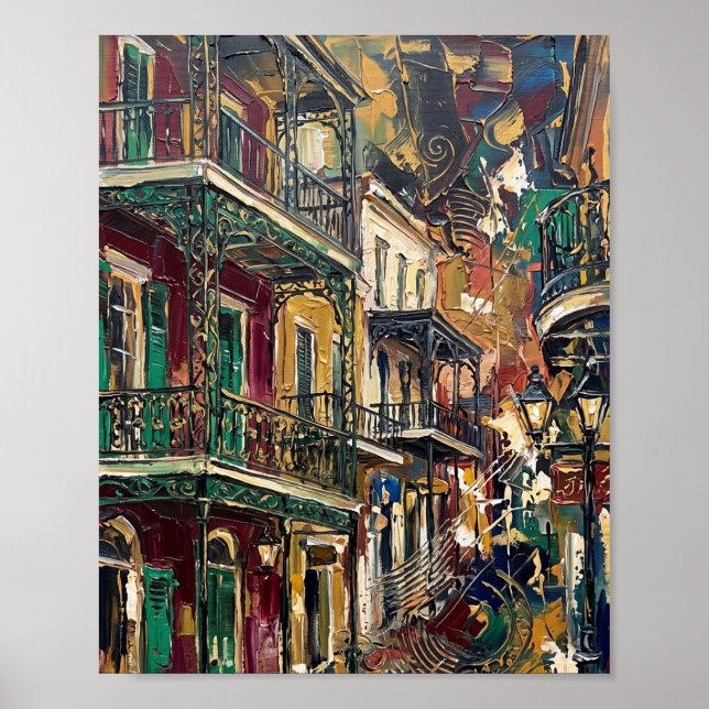 Colourful Balcony Poster Luxury Abstract Oil Paint (Front)