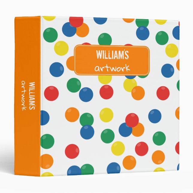 Colourful Ball Pattern Kids Artwork Keepsake Binder (Front/Spine)