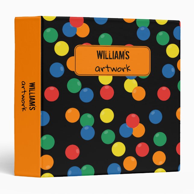 Colourful Ball Pattern Kids Artwork Keepsake Binder (Front/Spine)