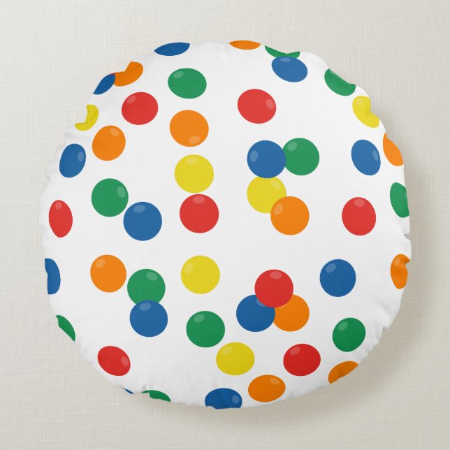 Colourful Ball Pattern Round Pillow (Front)