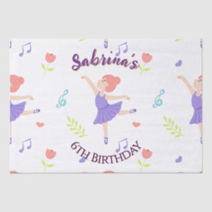 Colourful Ballerina Girls' Birthday Pattern Tissue Paper