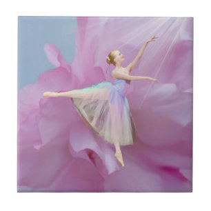 Colourful Ballerina in Arabesque Customizable Tile
