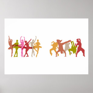 Colourful Ballerinas and Hip Hop Dancers Poster